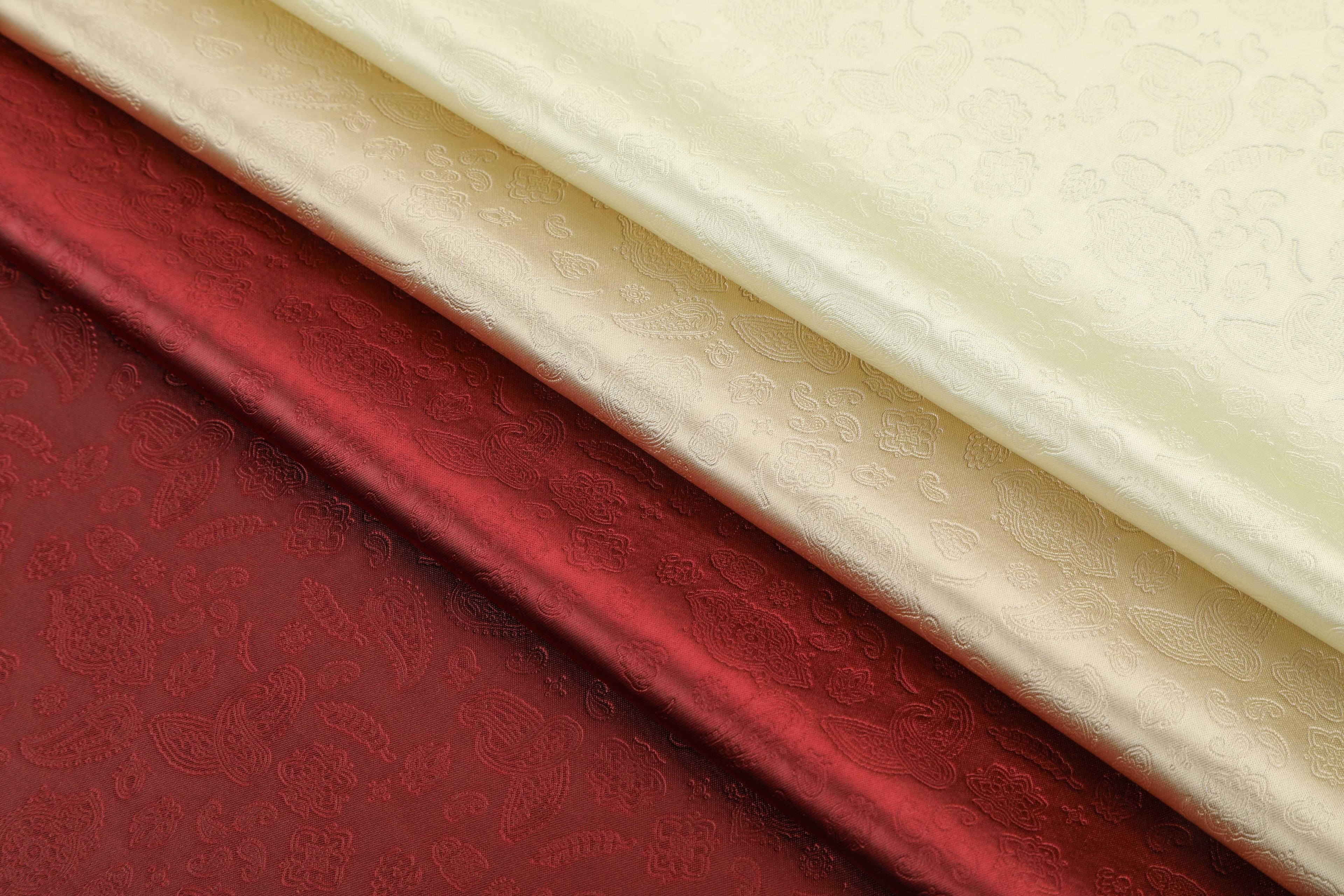Paisley satin brocade jacquard fabric, silky and lustrous garment fabric