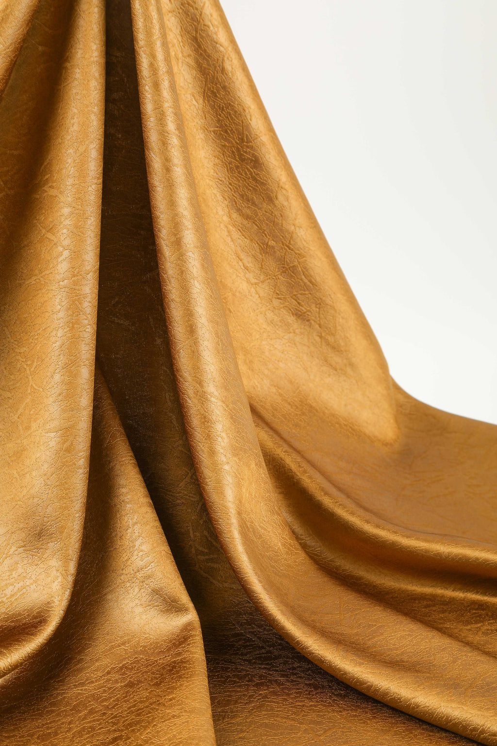 Satin pearlescent faux leather fabric with leather texture and crackle pattern, women's leather clothing fabric