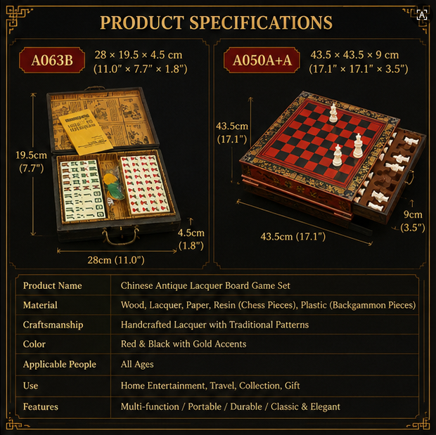 Antique lacquerware chess set