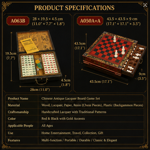 Antique lacquerware chess set