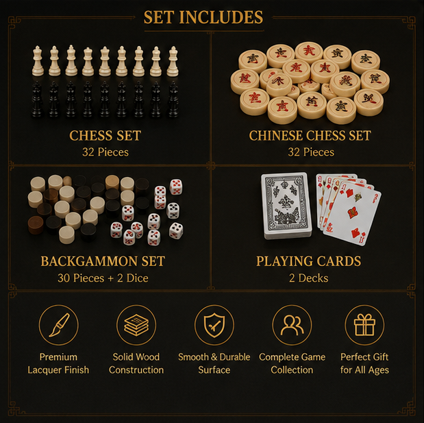 Antique lacquerware chess set