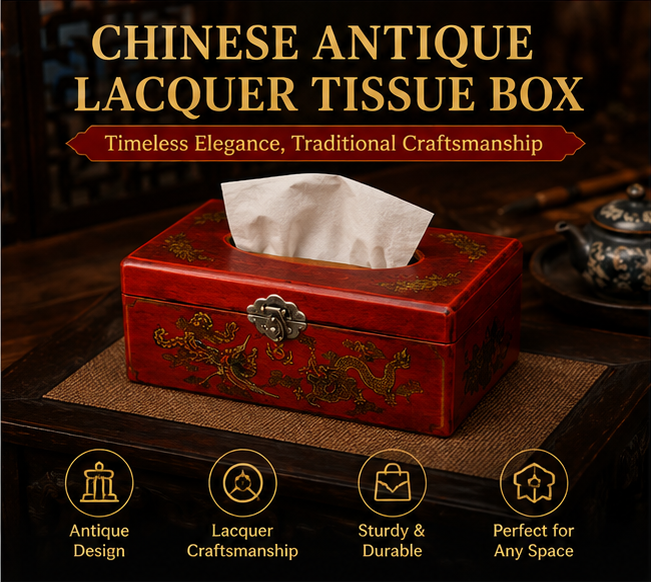 Antique lacquerware tissue box