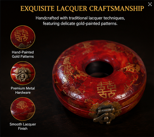 Antique lacquerware court bead/bracelet box