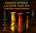 Antique-style lacquerware vase with gold trim