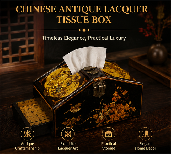 Gilded and painted lacquerware polygonal jewelry box