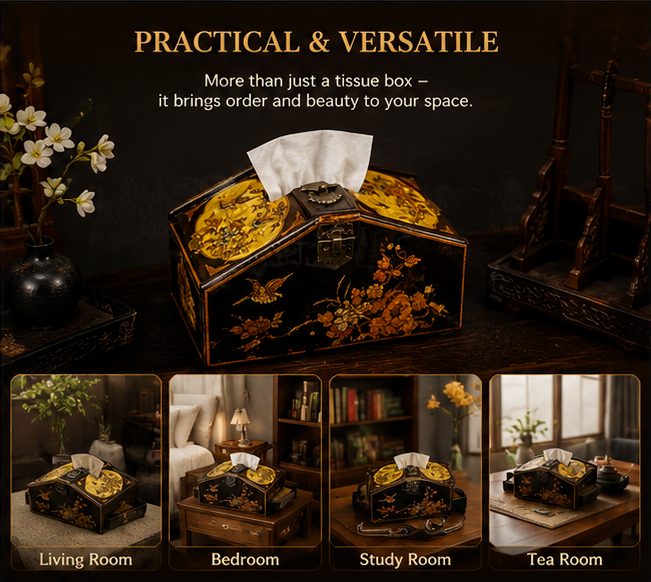 Gilded and painted lacquerware polygonal jewelry box