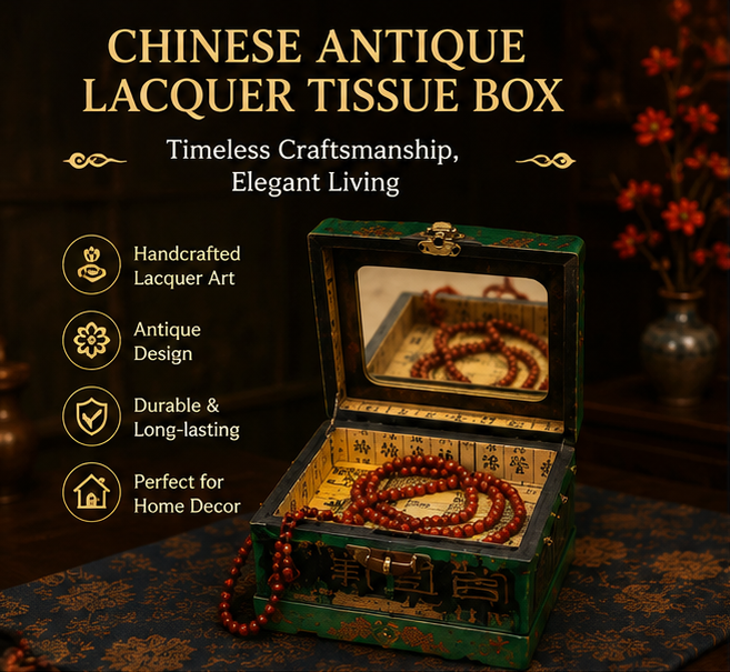 Gilded lacquerware jewelry box with mirror
