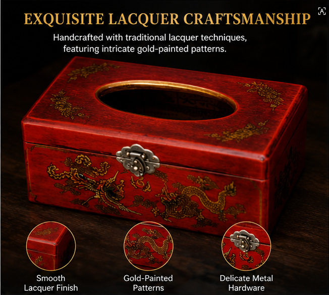 Antique Lacquerware Tissue Box