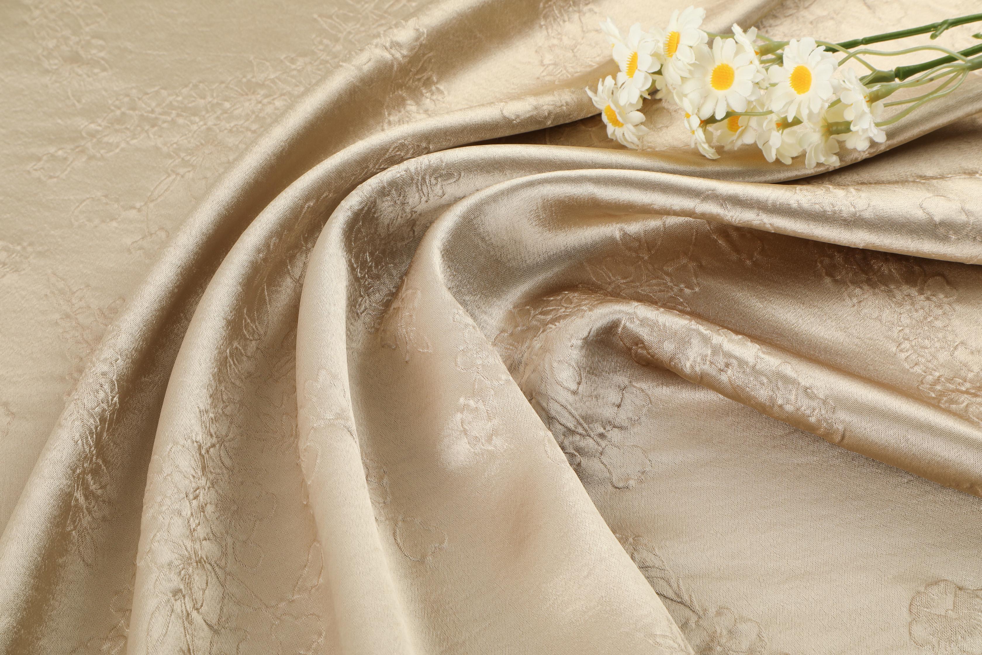 Jacquard fabric, silky drape, satin women's dress fabric