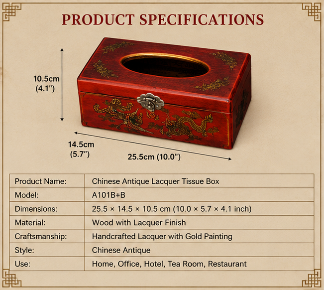 Antique Lacquerware Tissue Box